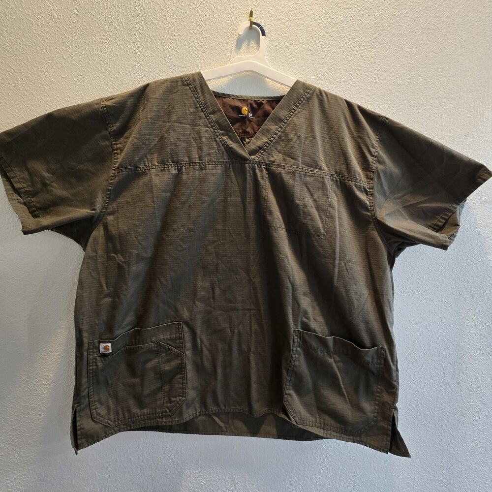 Carhartt 3XL Olive Green Scrub Top V Neck‎ Workwear
